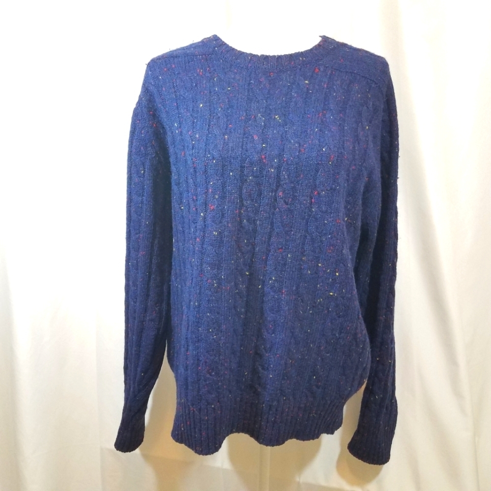 Braemar Navy Wool Cable Knit Sweater 102/40